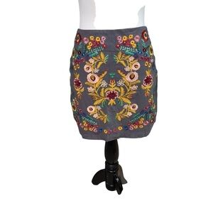 Umgee USA Women's M Medium Mini Skirt Embroidered Floral Boho Romantic